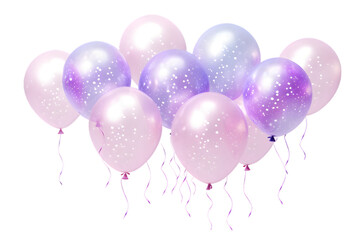 Wall Mural - Pink and purple balloons isolated on transparent background. 