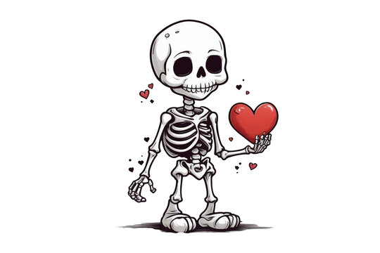 graphics for lovers skeleton giving a red heart