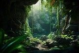 Fototapeta Natura - green tropical jungle with beautiful landscapes