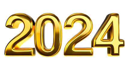 2024 year golden 3d number.