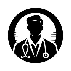 Doctor Icon vector art illustration, Doctor Vector silhouette, a doctor isolated white background