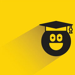 Wall Mural - smile student emoji with shadow on yellow background