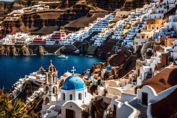 Canvas Print - **panoramic view of the village Oia, santorini, greece .