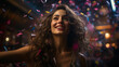 © Gennie Fx - A girl immersed in the nightlife and festive atmosphere. Generative AI
