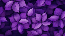 Purple Flower Petals And Leaves Pattern