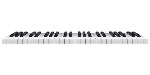 Piano keys. Musical instrument keyboard top above view. Black and white classic or electric piano keys. 3d  illustration