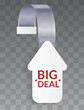 Promotional wobbler mockup. Benefit tag hang on wall. Supermarket promotion pointing wobbler.  announcement promotion sale
