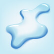 © designer_things - Water puddle drop. Top view liquid splashes, wet environment. Water spill or aqua scattered drop isolated on blue background