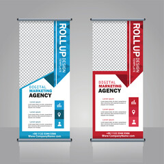 Modern Roll up banner standee design template, pull up, x banner template banner layout	