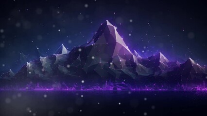 Wall Mural - Synthwave tech Abstract neon purple mountain topography, data network visualization, Cyber technology landscape | - Seamless loop animation, created using AI Generative Technology