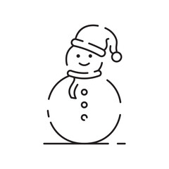 Canvas Print - Snowman linear icon. Snow sculpture. Build with snowball. Christmas time festive decoration. Thin line customizable illustration. Contour symbol. Vector isolated outline drawing. Editable stroke