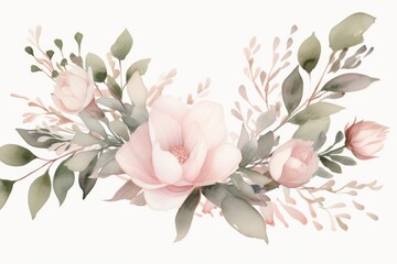 Poster - A beautiful bouquet of pink flowers with vibrant green leaves. Perfect for adding a touch of nature and elegance to any space