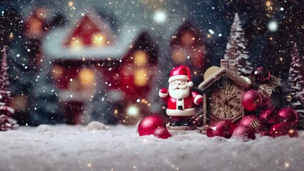 Wall Mural - Snow falling Christmas background video clip