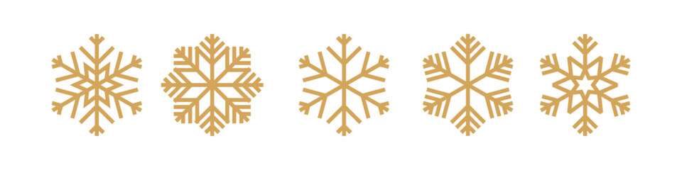 Aufkleber - Snowflake gold line icons set. Editable stroke Vector. Christmas Design elements. 