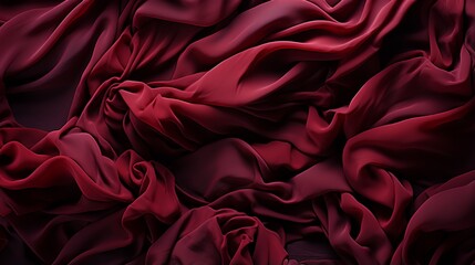 Poster - A vibrant maroon fabric cascades gracefully over a smooth surface, exuding a sense of elegance and luxury