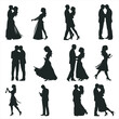 set silhouettes of bride and groom