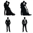 set silhouettes of bride and groom