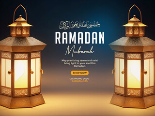 Islamic holiday banner template. Beautiful muslim invitation with ramadan. Ramadan mubarak. Religion background. 