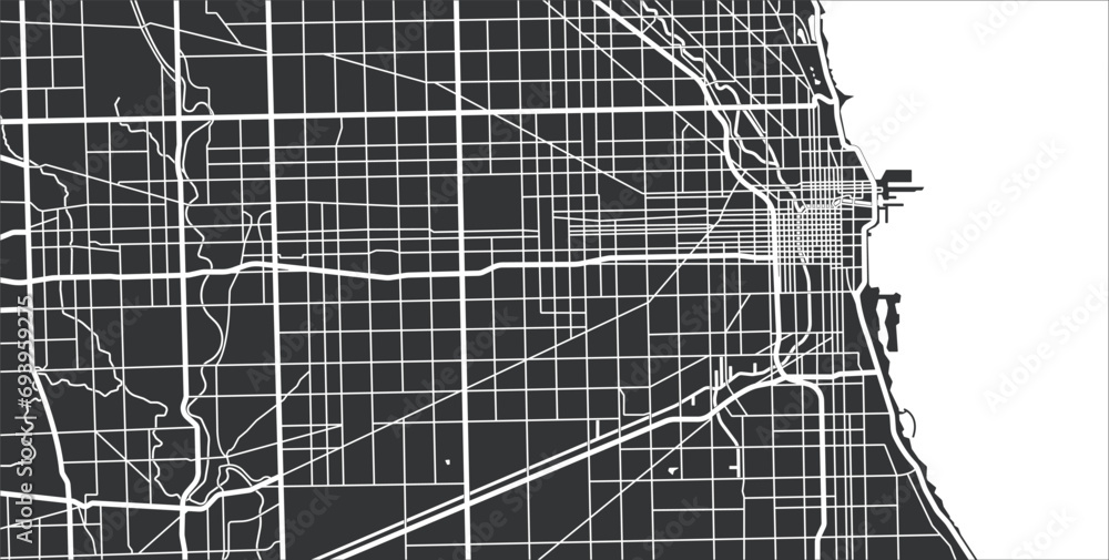 Layered editable vector illustration outline Map of Chicago,USA Stock ...