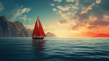 Sticker - sailboat at sunset