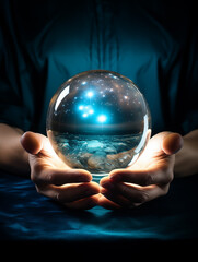 Wall Mural - crystal ball in hand,created with generative ai tecnology.