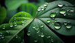 Fresh green botanicals real plants and water drop natural Background, Ai generated image.