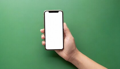 Hand using smartphone with blank screen