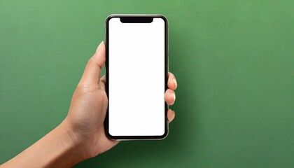 Hand using smartphone with blank screen