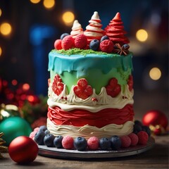 Wall Mural - Santa Claus Christmas Cake