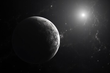 Wall Mural - a black and white photo of a planet in space. suitable for astronomy enthusiasts or science-related 