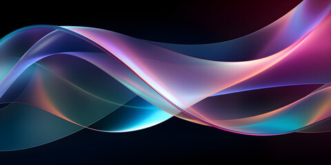 Wall Mural - Ethereal elegant translucent glass ribbon on a dark background