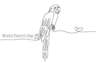 Wall Mural - Parrot. Bird. Exotic. One line