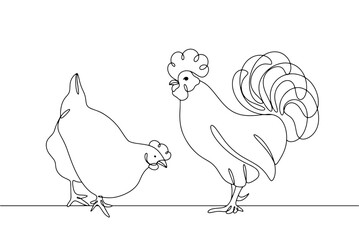 Canvas Print - Rooster. Chicken. One line