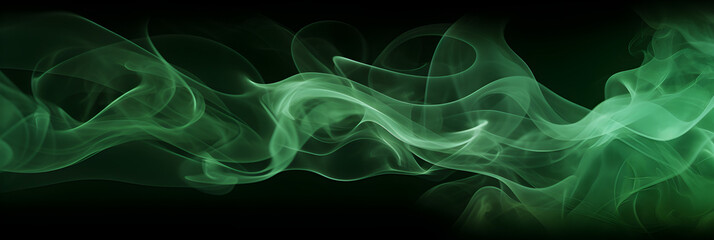 Wall Mural - green smoke texture on black background