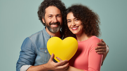 Sticker - Happy couple holding heart celebrating valentine's day