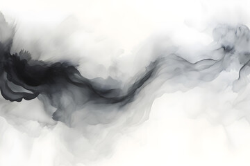 Wall Mural - abstract black ink and water wash on white background