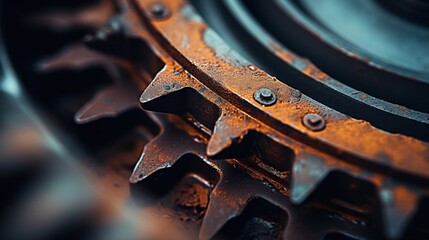 Poster - A close up of a rusty gear with spikes on it, AI