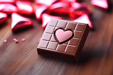 Wall Mural - Close up of a chocolate bar, Valentine's Day chocolate gifts 