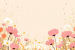 Spring pink tints flowers, spring banner, copy space 