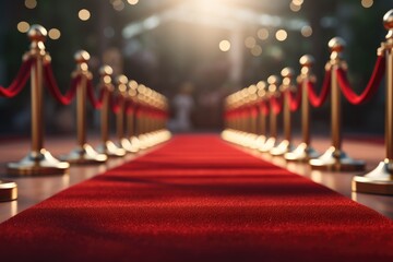 A red carpet background and depth of field. Generative AI.