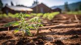 Fototapeta Mapy - Cannabis-Anbau mit Pflanzen in der Erde auf einer Farm