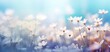 canvas print picture - white daisy blossom flower field with bokeh and glow light, dream like fantasy in misty morning wildflower meadow, Generative Ai