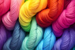 Many colorful Rainbow yarn for knitting. Twisted threads abstract background. illustration