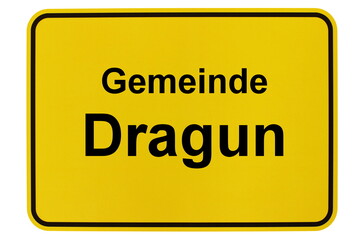 Illustration eines Ortsschildes der Gemeinde Dragun in Mecklenburg-Vorpommern