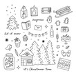 Winter vector illustrations. Simple Christmas clipart. Cute winter doodles