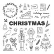 Christmas vector set. Cute Christmas doodles vector graphics