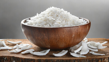 Wall Mural - coconut flakes in bowl isolated on white