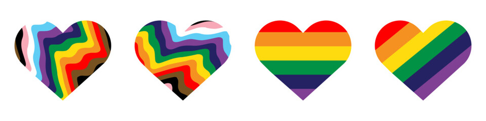 Wall Mural - Rainbow LGBT symbols of hearts on a isolated background. Heart color LGBT. Vector EPS 10