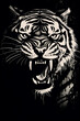 angry tiger black and white scary halloween design