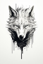 Angry Wolf Black And White Scary Halloween Design